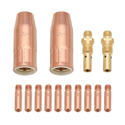 14-Piece Conductive Welding Torch Gas Nozzle & Tip Set