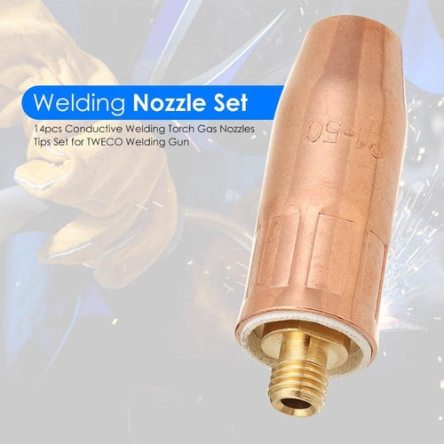 14-Piece Conductive Welding Torch Gas Nozzle & Tip Set