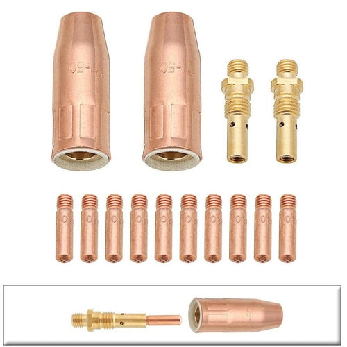 14-Piece Conductive Welding Torch Gas Nozzle & Tip Set