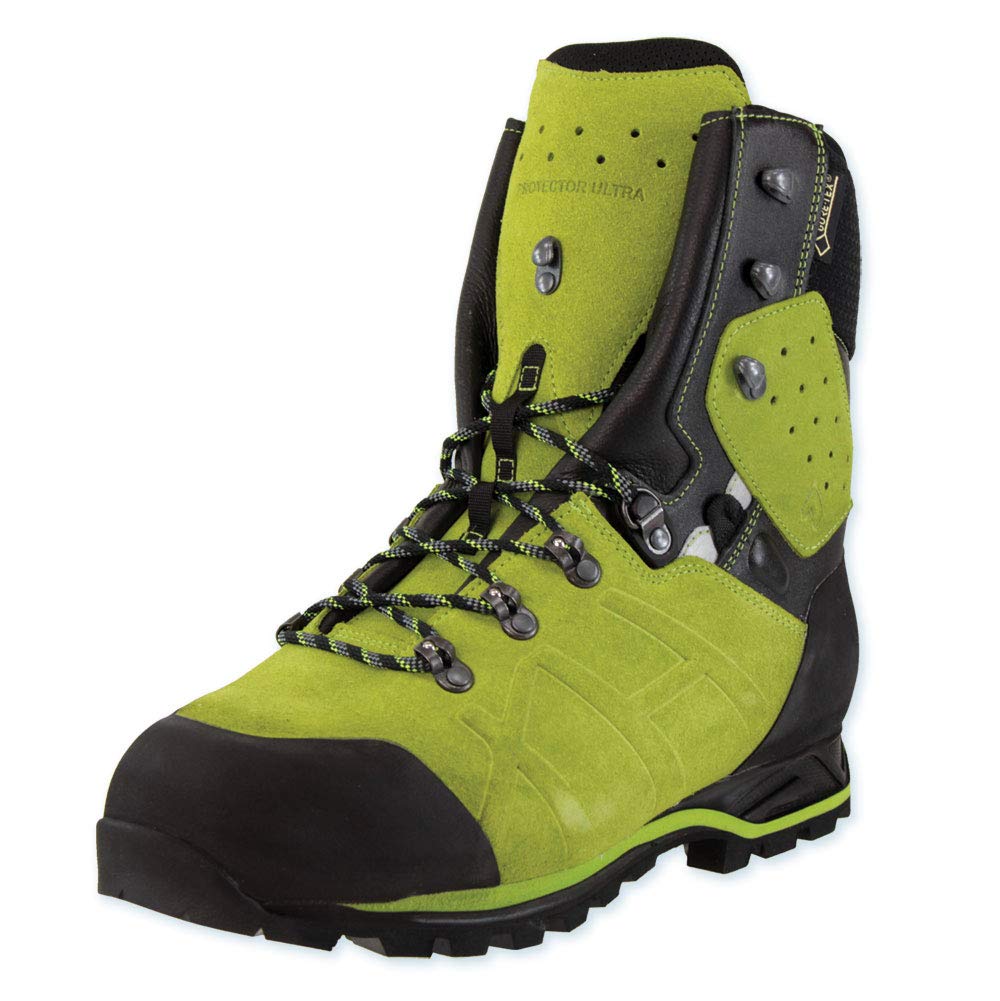 HAIX Protector Ultra Lime Green Forestry Boots - Waterproof Boots with Anti-Slip Outsole & Cut Protection ideal for Electrical Safety - Medium - 12
