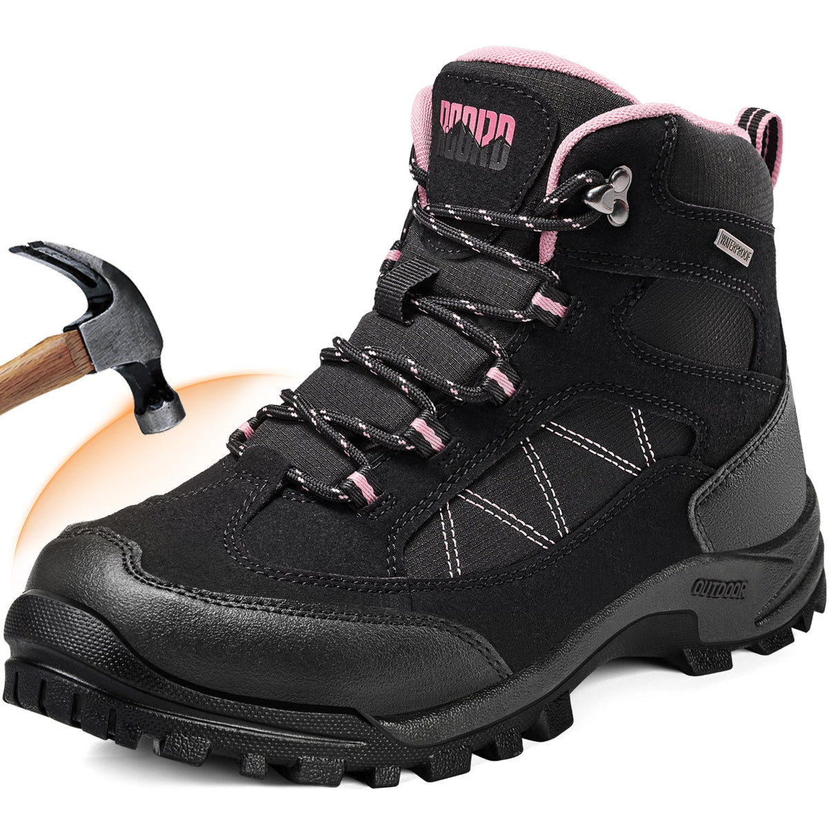 R CORD Steel Toe Work Boots for Women Insulated Work Boots Steel Toe Sneakers Comfortable Construction Boot Work & Safety Toe Boots Pink Size 8.5